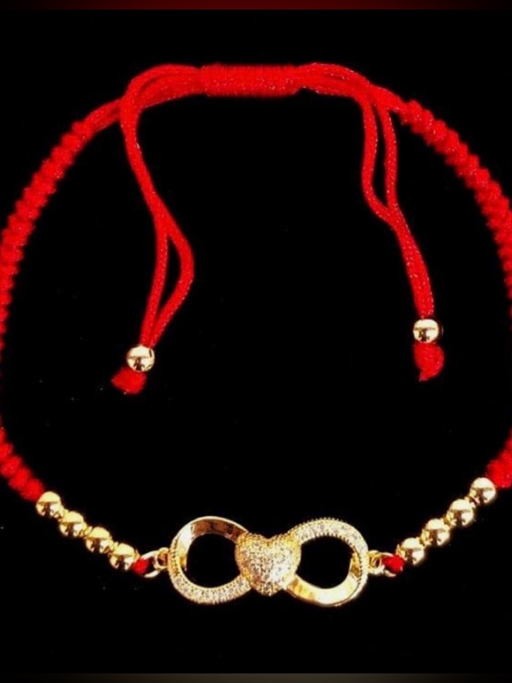 Gold Laminated Red Cord Infinity Bracelet